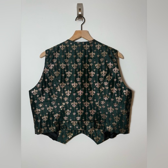 Hobby Horse Womens Equestrian Button Vest Vintage Sz Plus USA Green Gold - Picture 5 of 7